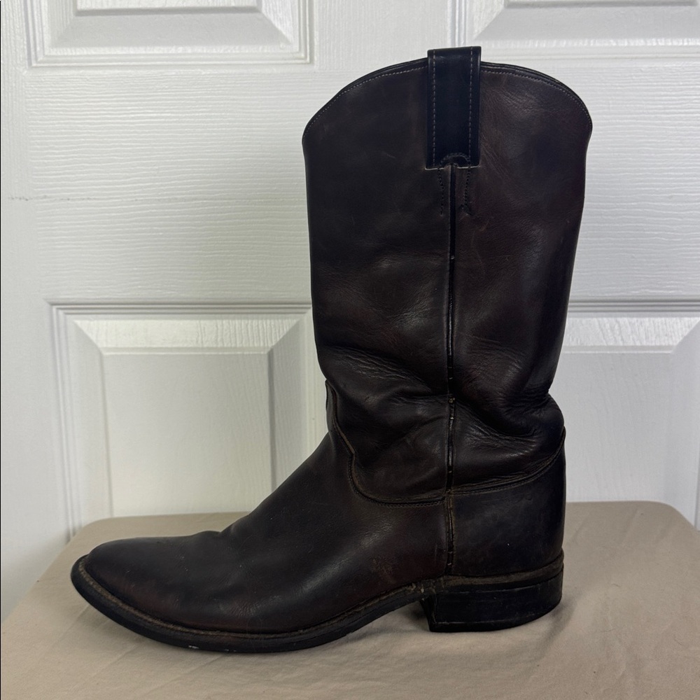 Justin men’s leather cowboy boots size 10 deep brown colour Soft - Picture 2 of 12